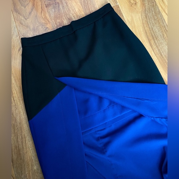 BCBGMAXAZRIA Jowell Sheath Pencil Colorblock Skirt Royal Blue Black Slit Formal - Picture 10 of 12